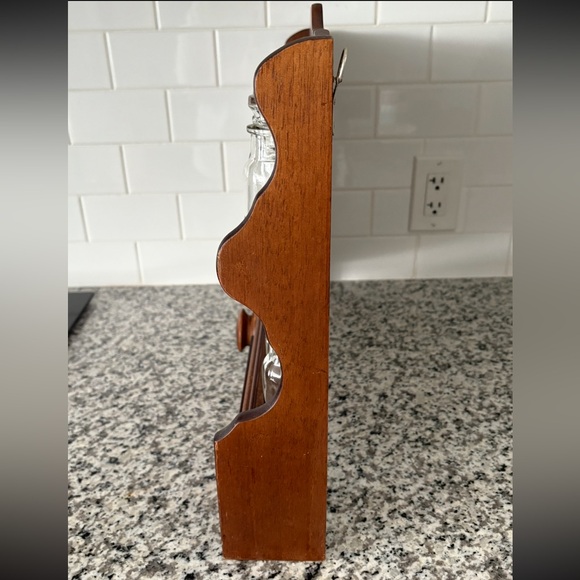 Antique Vintage Wooden Spice Rack with Glass Jars, Kitchen Craft Storage Shelf - Picture 7 of 14